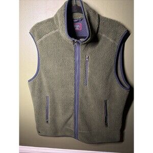 UNTUCKit Davis Sherpa Fleece Vest Men's Large Green Full Zip Pockets